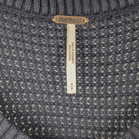 FREE PEOPLE NAVY BLUE COLD SHOULDER TOP - Picture 5 of 7